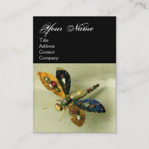 ANTIQUE DRAGONFLY JEWEL MONOGRAM ,Black White Business Card