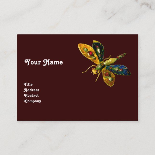ANTIQUE DRAGONFLY JEWEL ,Red Business Card (Front)