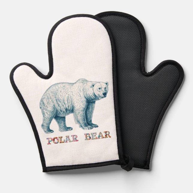 Antique drawing of Polar Bear  Oven Mitt (Front/Back)