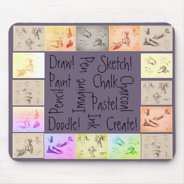 Antique Drawings Draw Sketch Paint Mouse Mat (Front)