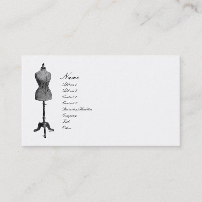 Antique Dress Form Business Card (Front)