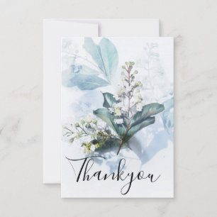 Antique Dusty Blue Floral Thank You Card