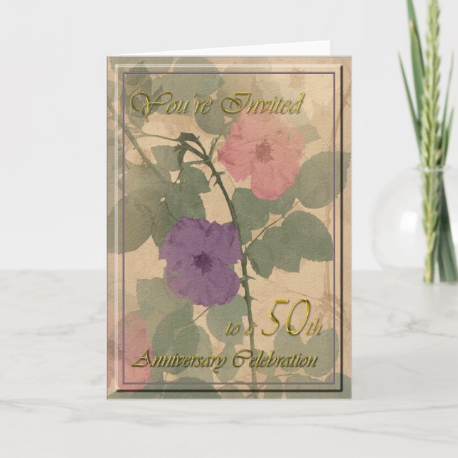 Antique Dusty Rose 50th Anniversary Card (Front)