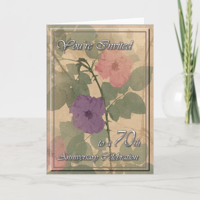 Antique Dusty Rose 70th Anniversary Card (Front)