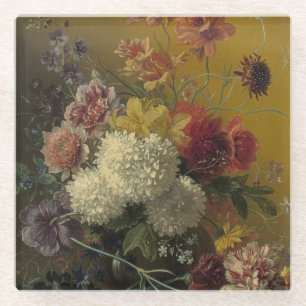 Antique Dutch Master Floral Georgius van Os 1820 Glass Coaster