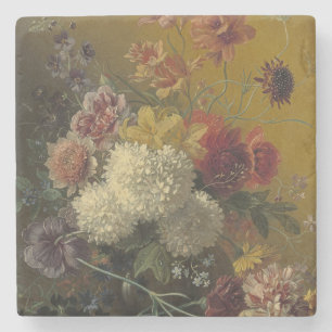 Antique Dutch Master Floral Georgius van Os 1820 Stone Coaster