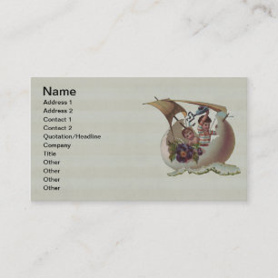 Antique Easter Card Sailing Egg Children