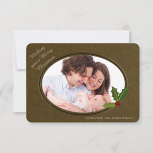 Antique Effect Frame Custom Photo Christmas Invitation