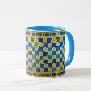ANTIQUE EGYPTIAN GEOMETRIC DECOR ,SUN IN BLUE SKY  MUG