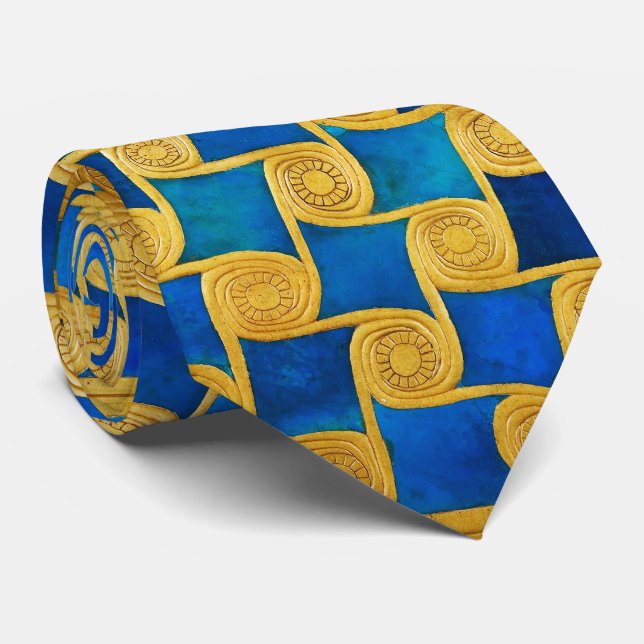 ANTIQUE EGYPTIAN GEOMETRIC DECOR ,SUN IN BLUE SKY  TIE (Rolled)