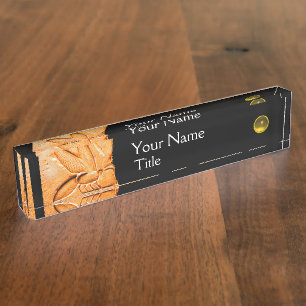 ANTIQUE EGYPTIAN HONEY BEE,BEEKEEPER Orange Black Nameplate