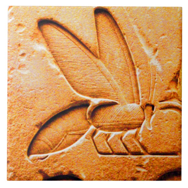ANTIQUE EGYPTIAN HONEY BEE BEEKEEPER Orange Tile (Front)