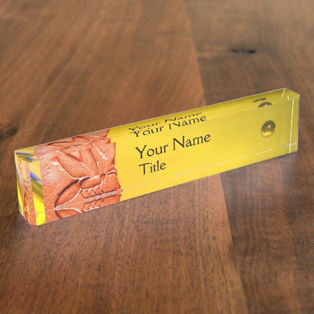 ANTIQUE EGYPTIAN HONEY BEE BEEKEEPER Red Yellow Nameplate (Side)