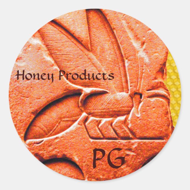 ANTIQUE EGYPTIAN HONEY BEE BEEKEEPER SUPPLIES CLASSIC ROUND STICKER (Front)