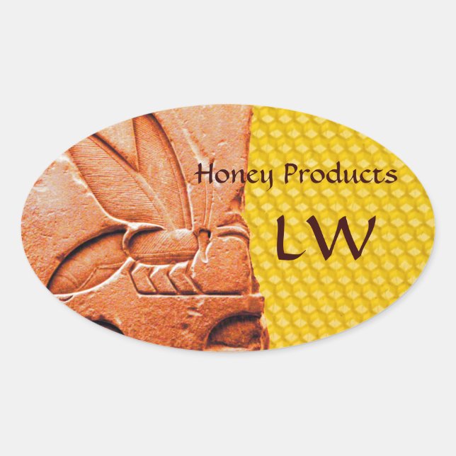 ANTIQUE EGYPTIAN HONEY BEE BEEKEEPER SUPPLIES OVAL STICKER (Front)