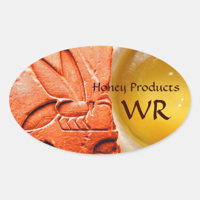 ANTIQUE EGYPTIAN HONEY BEE BEEKEEPER SUPPLIES OVAL STICKER (Front)