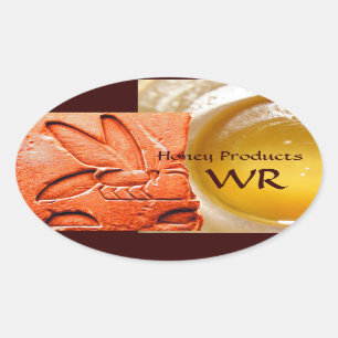 ANTIQUE EGYPTIAN HONEY BEE BEEKEEPER SUPPLIES OVAL STICKER