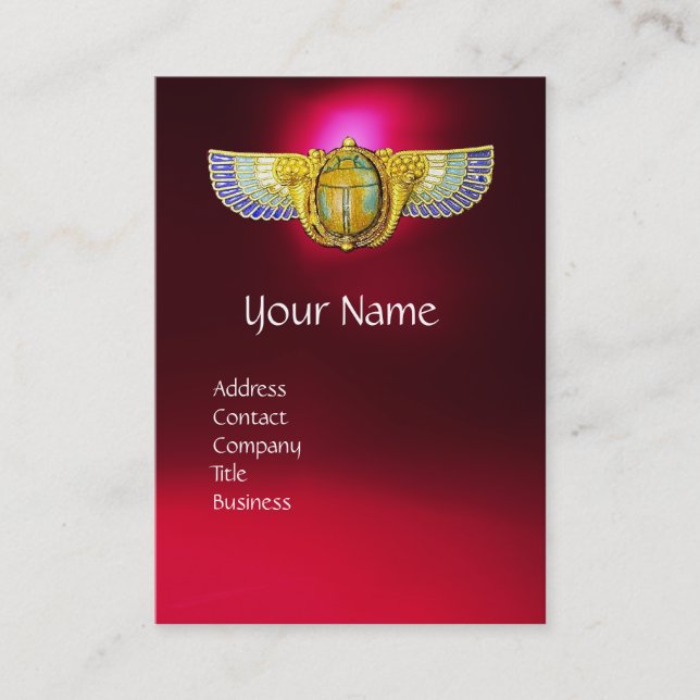 ANTIQUE EGYPTIAN WINGED SCARAB /CORNUCOPIA JEWEL BUSINESS CARD (Front)