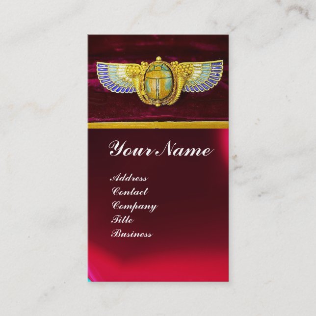 ANTIQUE EGYPTIAN WINGED SCARAB /CORNUCOPIA JEWEL BUSINESS CARD (Front)