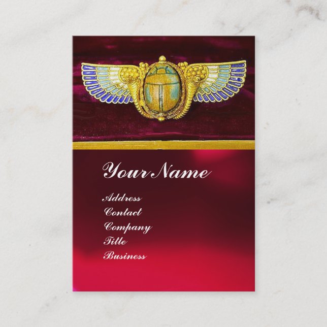 ANTIQUE EGYPTIAN WINGED SCARAB /CORNUCOPIA JEWEL BUSINESS CARD (Front)