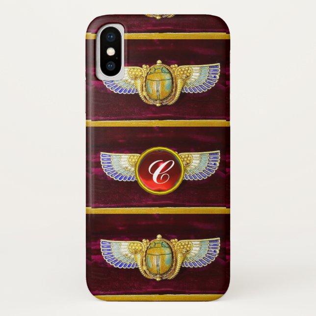ANTIQUE EGYPTIAN WINGED SCARAB /CORNUCOPIA JEWEL Case-Mate iPhone CASE (Back)