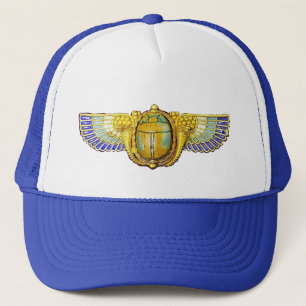 ANTIQUE EGYPTIAN WINGED SCARAB /CORNUCOPIA JEWEL TRUCKER HAT
