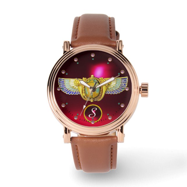 ANTIQUE EGYPTIAN WINGED SCARAB /CORNUCOPIA JEWEL WATCH (Front)