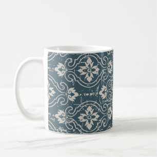 Antique Elegance: Seamless Floral Curves Coffee Mug