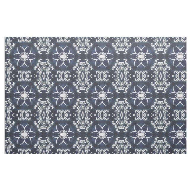 Antique Elegant Dutch Delfts Blue Floral Pattern Fabric (Fat Quarter)