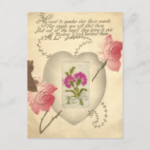 Antique Embroidered Valentine Card