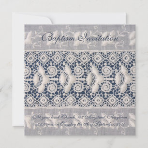 Antique embroidery baptism invitation (girl)