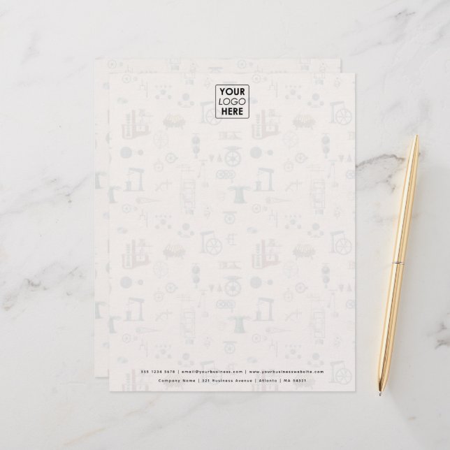Antique Engineering Mechanical Scientific Custom Custom Letterhead (Front/Back In Situ)