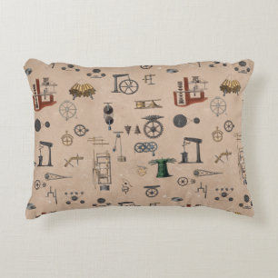 Antique Engineering Mechanical Scientific Pattern Decorative Cushion