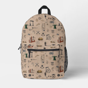 Antique Engineering Mechanical Scientific Pattern Printed Backpack