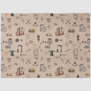 Antique Engineering Mechanical Scientific Pattern Tissue Paper