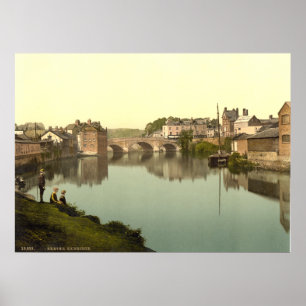 Antique England print, Exbridge, Exeter, U.K. Poster