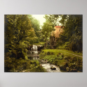 Antique England Water Mill, Whitby Yorkshire Poster