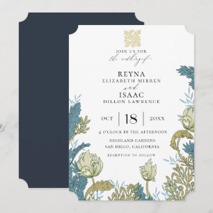 Antique English Floral Wedding Invitation