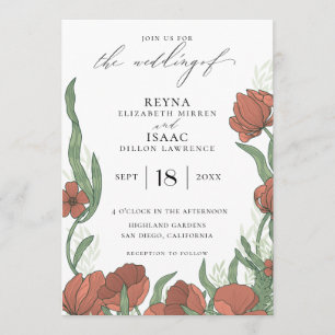 Antique English Garden Floral Wedding Invitation