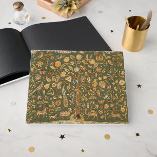 Antique English Needlepoint Tree of Life & Unicorn Guest Book