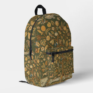 Antique English Needlepoint Tree of Life & Unicorn Printed Backpack