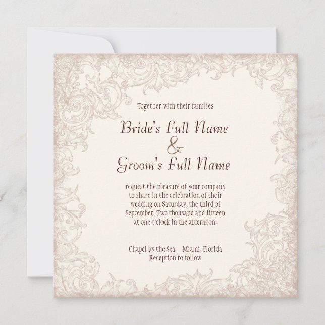 Antique English Rose - Lavender Wedding Invitation (Front)