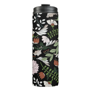 Antique Engraving Flowers Hand Painted Thermal Tumbler