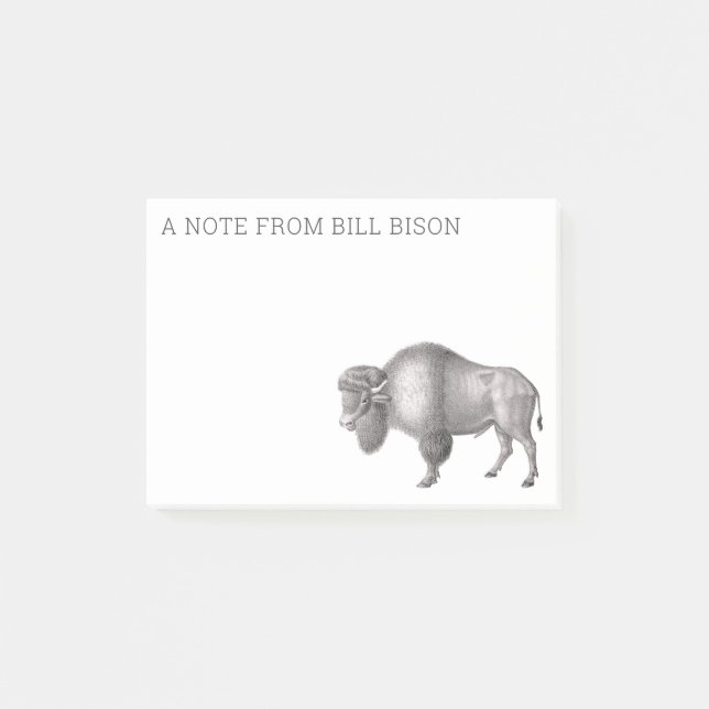 Antique Engraving of a Bison or Buffalo Post-it No Post-it Notes (Front)