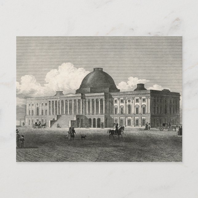 Antique Engraving of Old Capitol Building Postcard (Front)