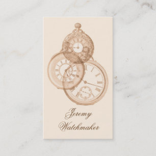 Antique engraving of pocket watches business card