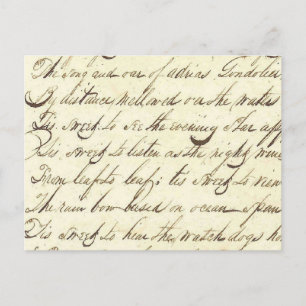 Antique Ephemera Cursive Calligraphy Script Poetry Postcard