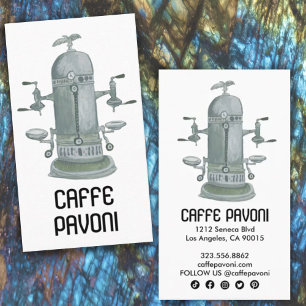 Antique Espresso Machine Cafe Coffee Watercolor  Business Card