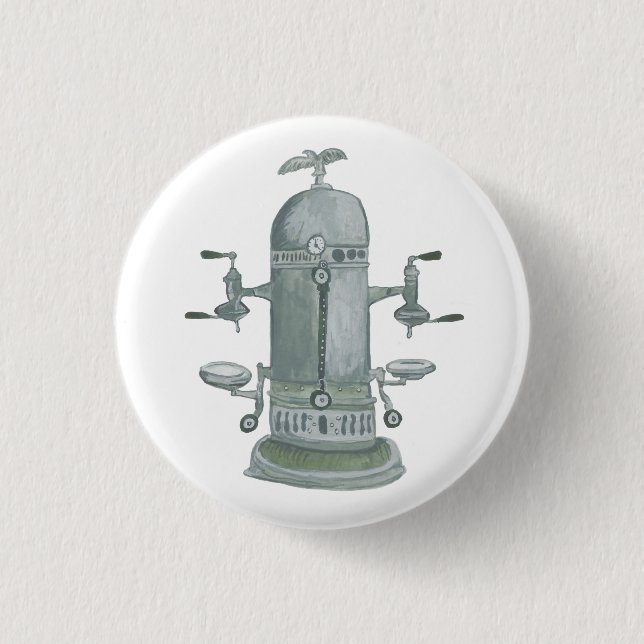 Antique Espresso Machine Coffee Watercolor 3 Cm Round Badge (Front)