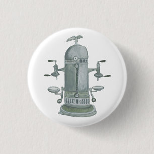 Antique Espresso Machine Coffee Watercolor 3 Cm Round Badge